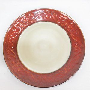 Pier 1 Imports Stoneware Red Scroll Pattern Dinner Plate Replacement Embossed